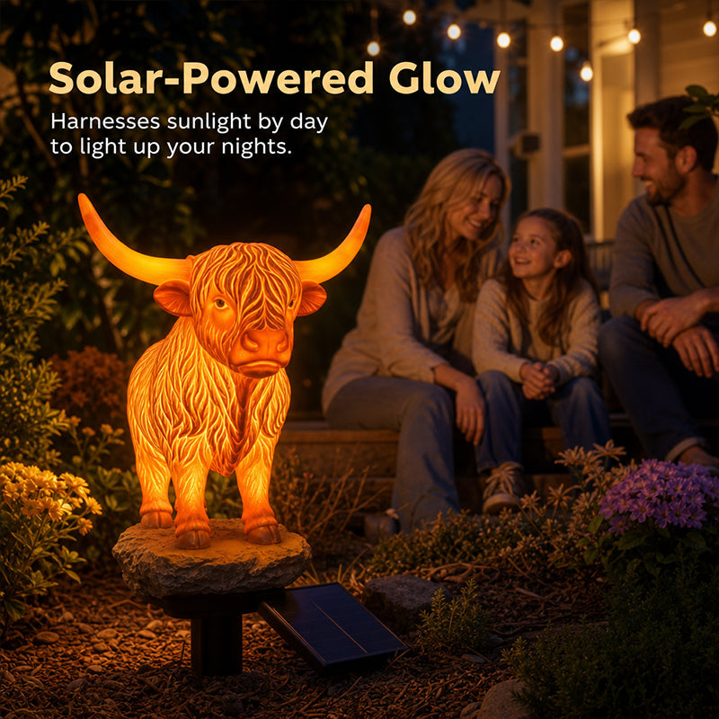 🔥LAST DAY 70% OFF-💡🐮Highland Cattle Solar Garden Ornament Light