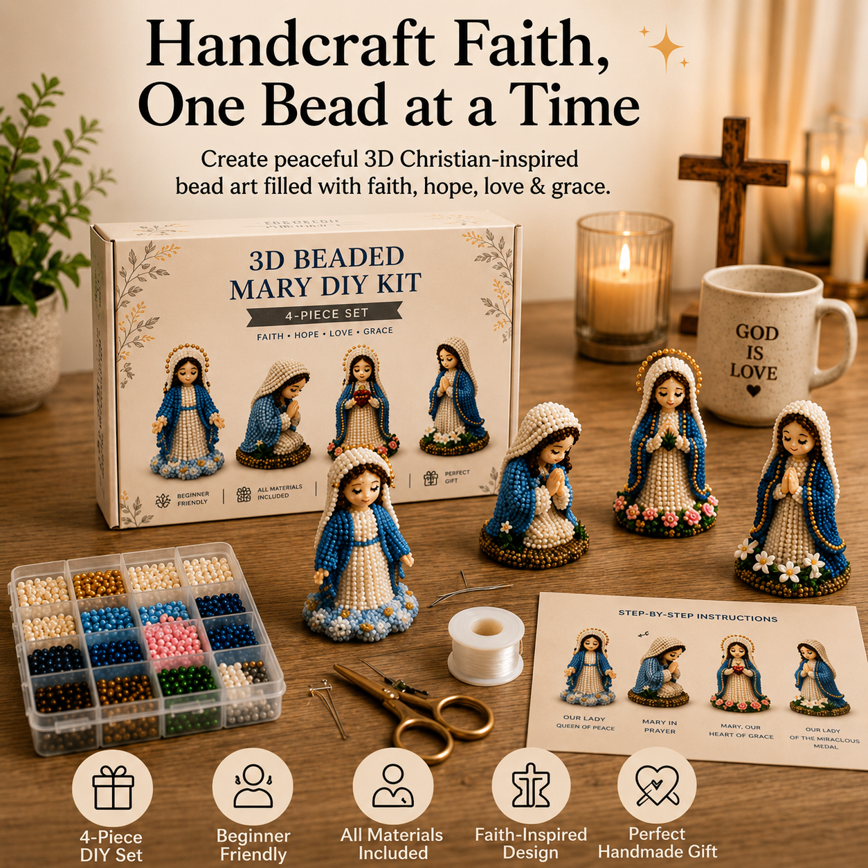 🎁Last Day 50% OFF✨ 3D Beaded Christian DIY Kit🎀✝️