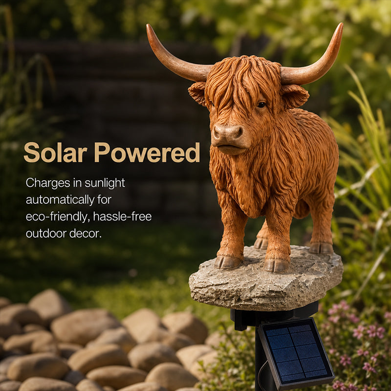 🔥LAST DAY 70% OFF-💡🐮Highland Cattle Solar Garden Ornament Light