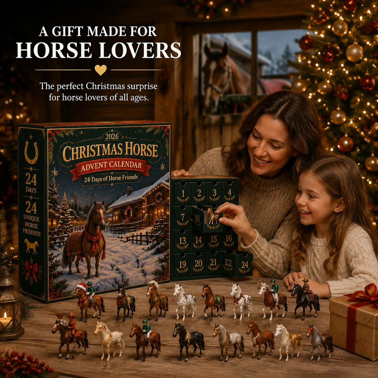 🔥Last 22 pcs🎉-🐴 Christmas Horse Advent Calendar--24 Days of Horse Friends & Holiday Memories 🎄