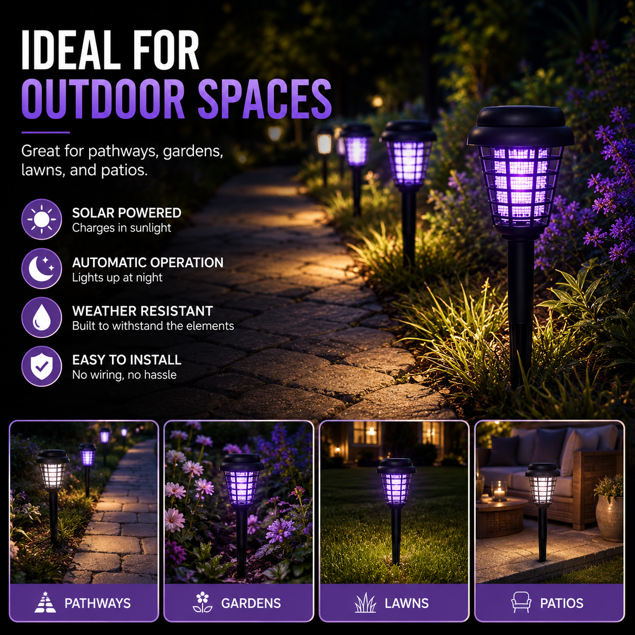 🔥LAST DAY 50% OFF ✨Solar Mosquito Zapper – Outdoor Bug Killer