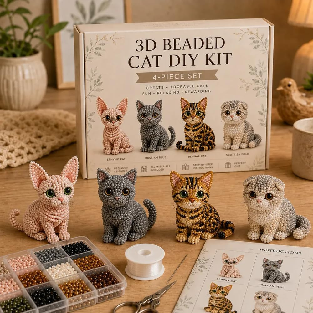 🔥LAST DAY 70% OFF-🐱 Create 4 Adorable Beaded Cats Yourself