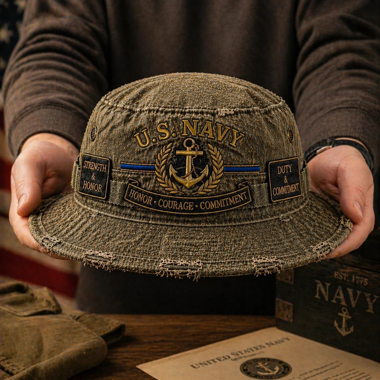 🏆Last Day Promo: 49% OFF - U.S. NAVY “Honor · Courage · Commitment” Boonie Hat