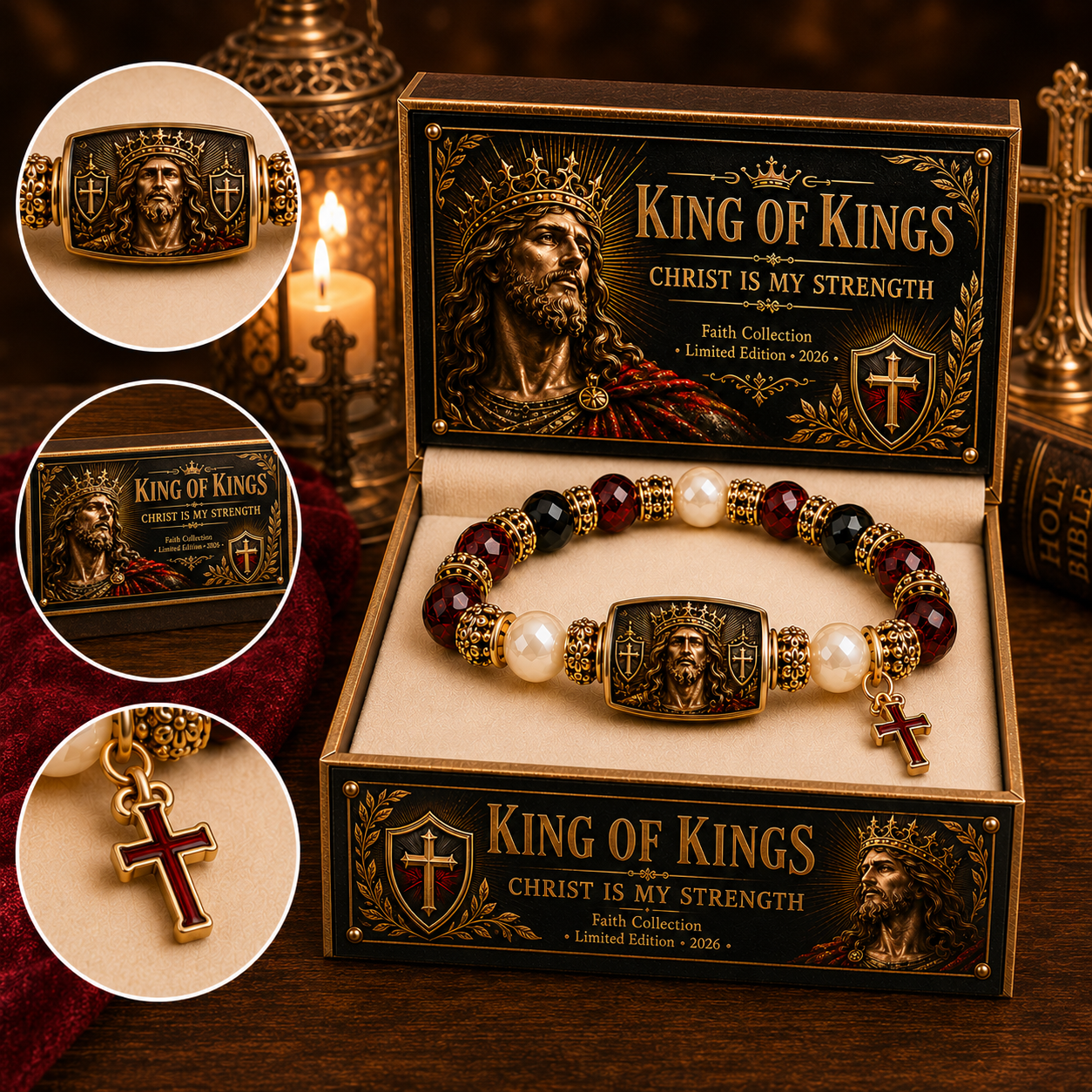 🔥 LAST DAY 70% OFF –King Of Kings Christ Is My Strength Faith Bracelet✝️ | 2026 Limited Edition Bracelet