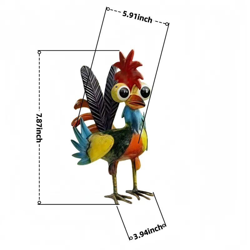 Colorful Metal Rooster Garden Statue 🐓 | Artistic Farmhouse Decor & Rust-Proof Patio Sculpture ✨