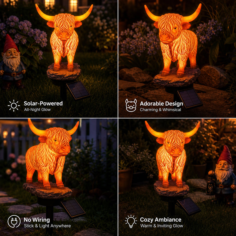 🔥LAST DAY 70% OFF-💡🐮Highland Cattle Solar Garden Ornament Light