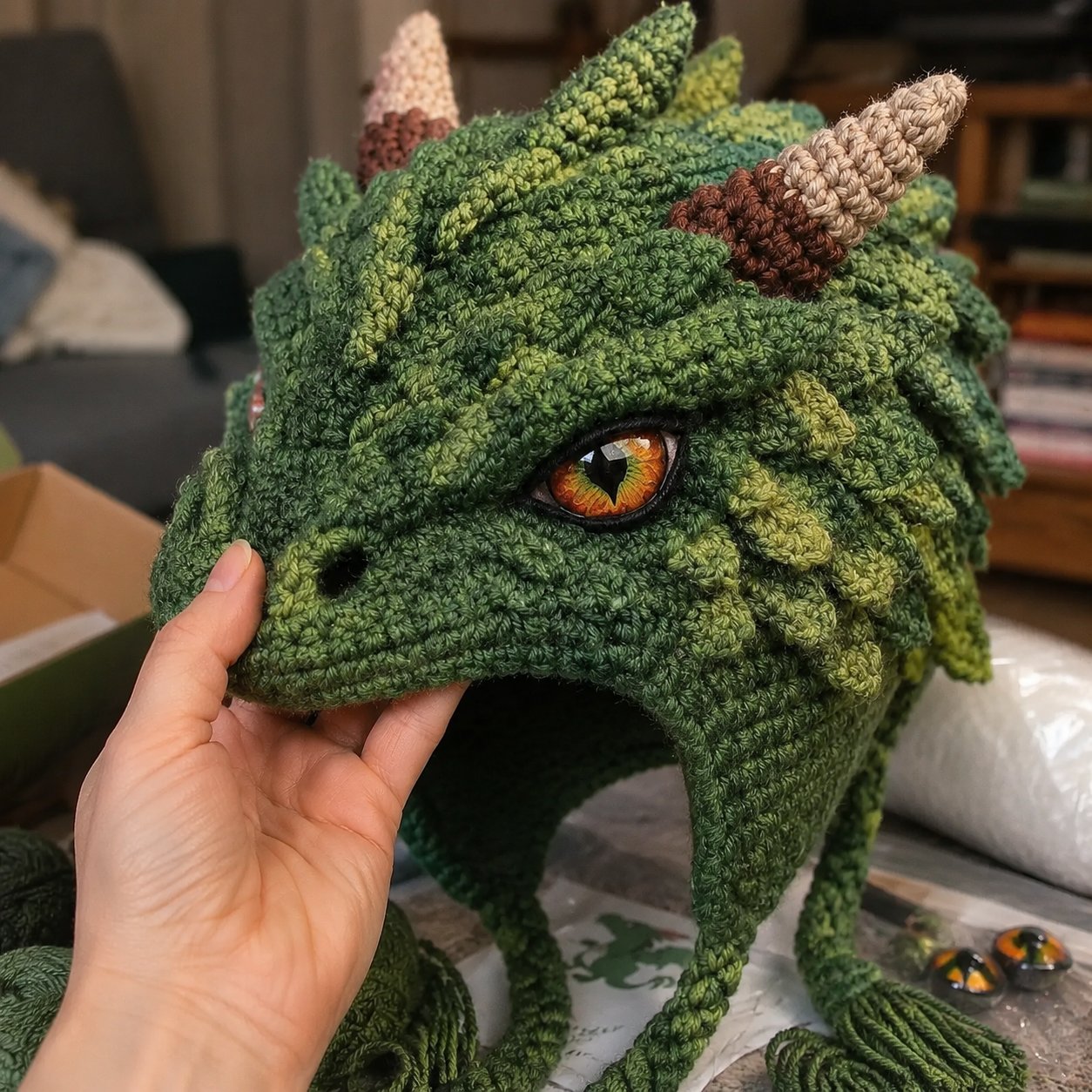 🔥FLASH SALE: 70% OFF- 🎉🐉✨ Fantasy Hood Hat DIY Crochet Kit | Premium Soft Yarn Materials with Step-by-Step Guide DIY Handmade Wearable Character Hood 🧶🎭✨