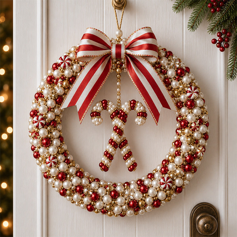 🔥Last 35pcs🎉-🎄✨ DIY Christmas Pearl Wreath Kit – Handmade Beaded Holiday Door Décor 💎🎀