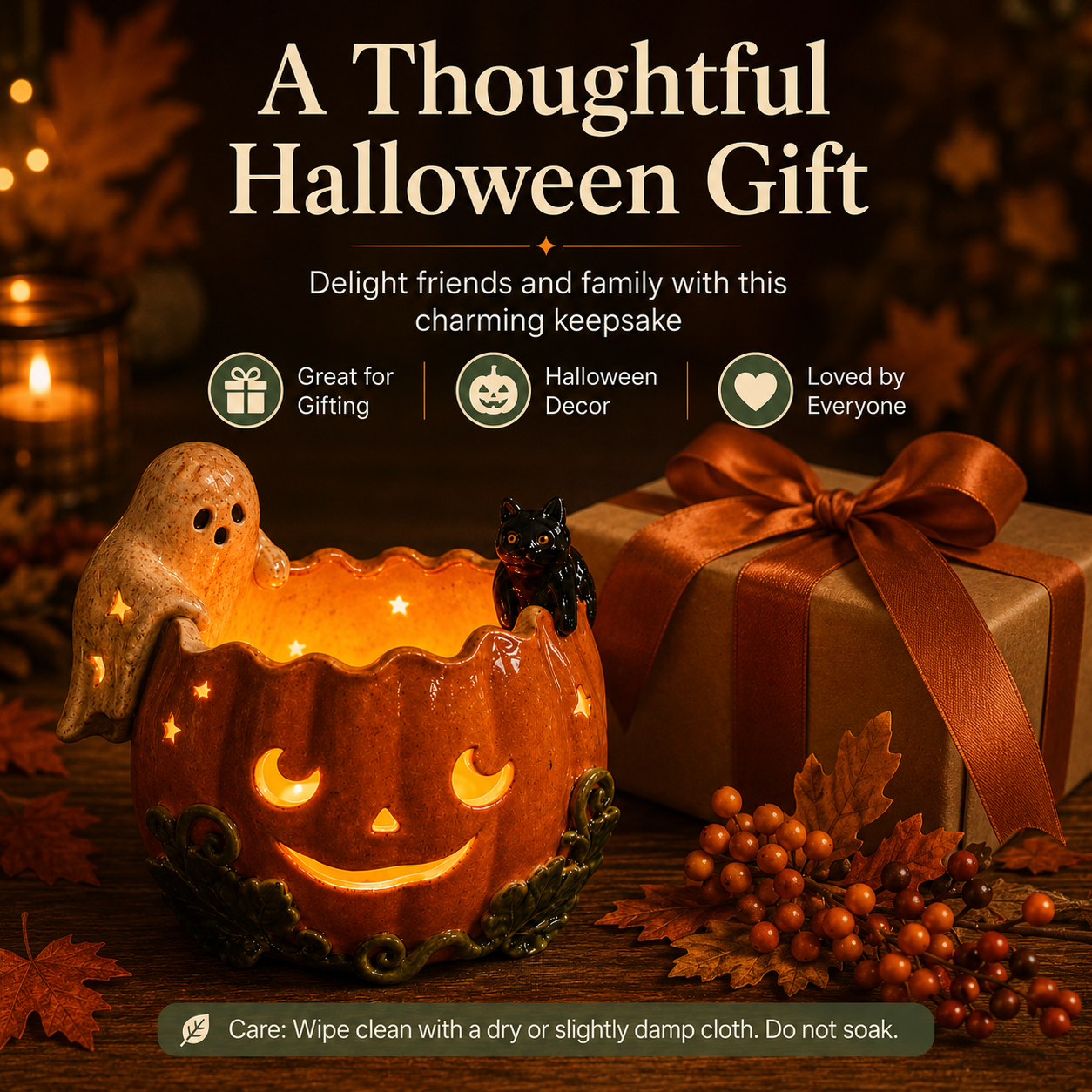 🔥Last 22 pcs🎉-✨Whimsical Ceramic Pumpkin Holder🎃