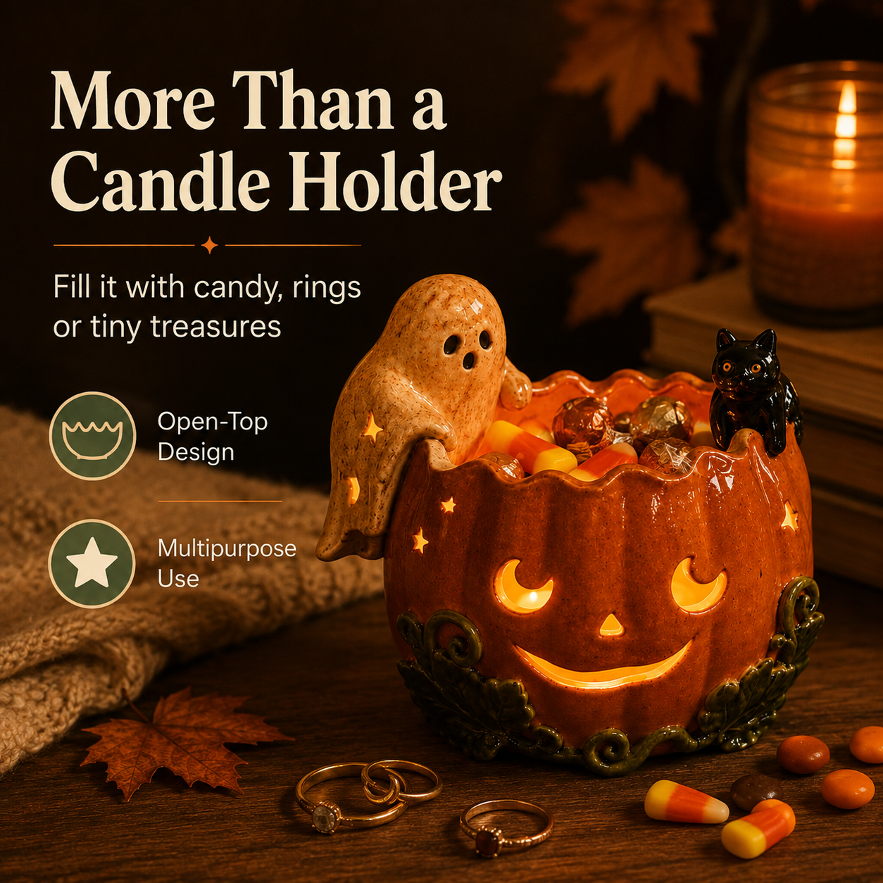 🔥Last 22 pcs🎉-✨Whimsical Ceramic Pumpkin Holder🎃
