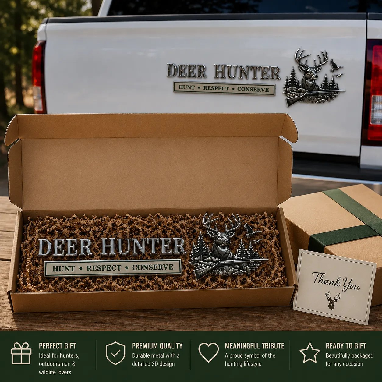 🎁LAST DAY 50% OFF🦌 Deer Hunter Respect Conserve Metal Car Emblem✨