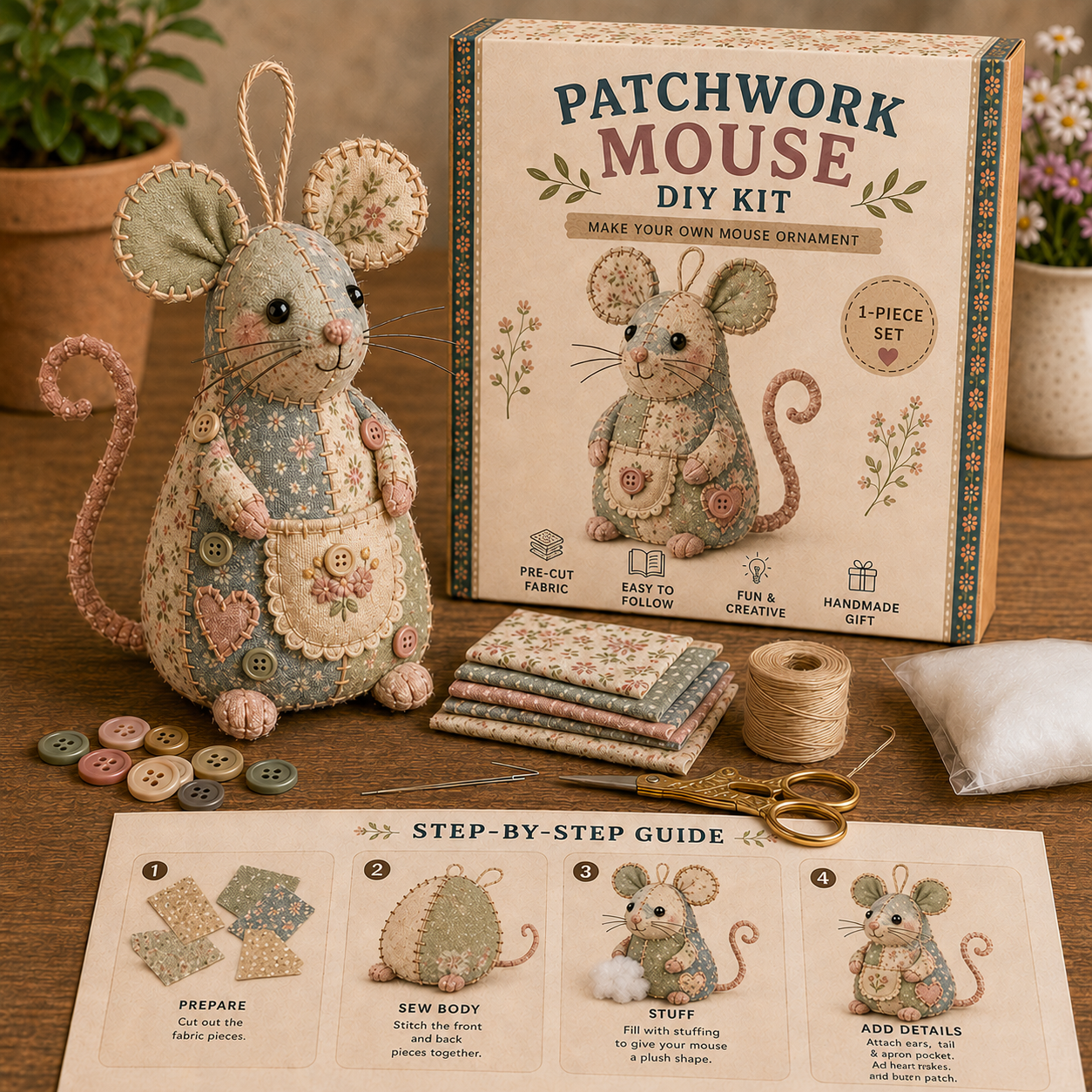 🎁FLASH SALE✨ Patchwork Mouse DIY Kit🐭🧵