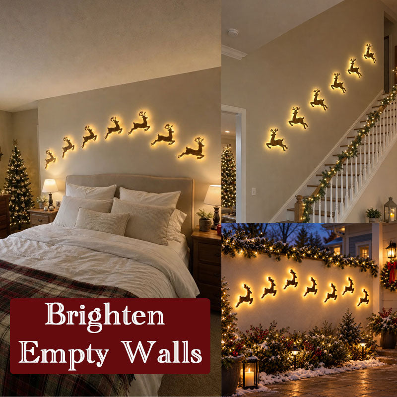 🔥Last 45pcs🎉-LED Reindeer Wall Decorations - Festive Christmas Lighting