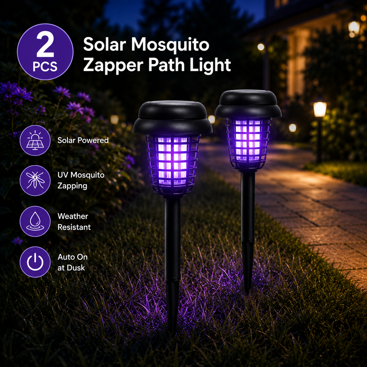 🔥LAST DAY 50% OFF ✨Solar Mosquito Zapper – Outdoor Bug Killer
