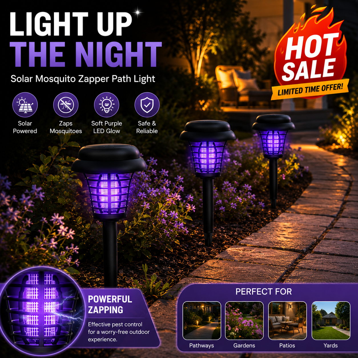 🔥LAST DAY 50% OFF ✨Solar Mosquito Zapper – Outdoor Bug Killer