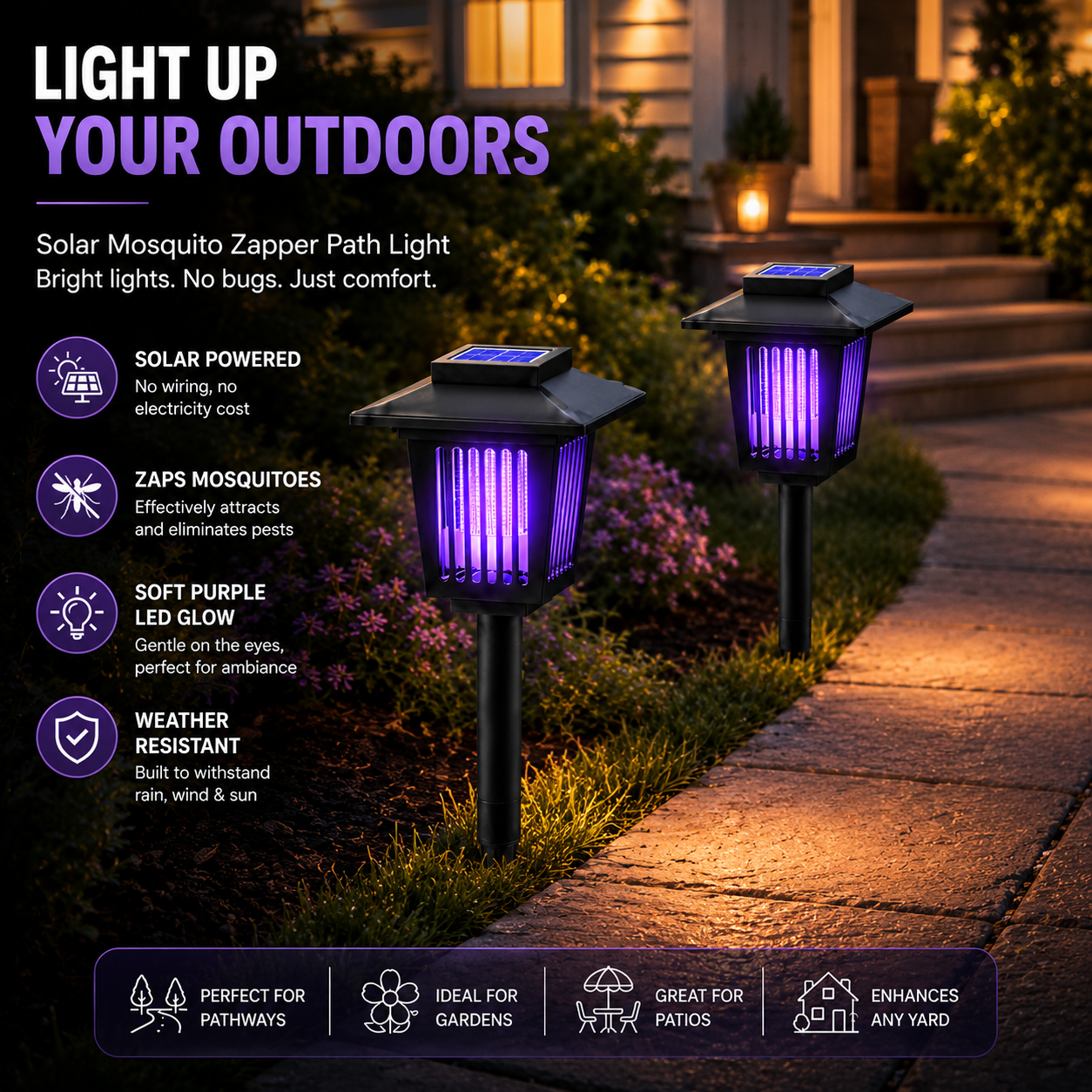 🔥LAST DAY 50% OFF ✨Solar Mosquito Zapper – Outdoor Bug Killer