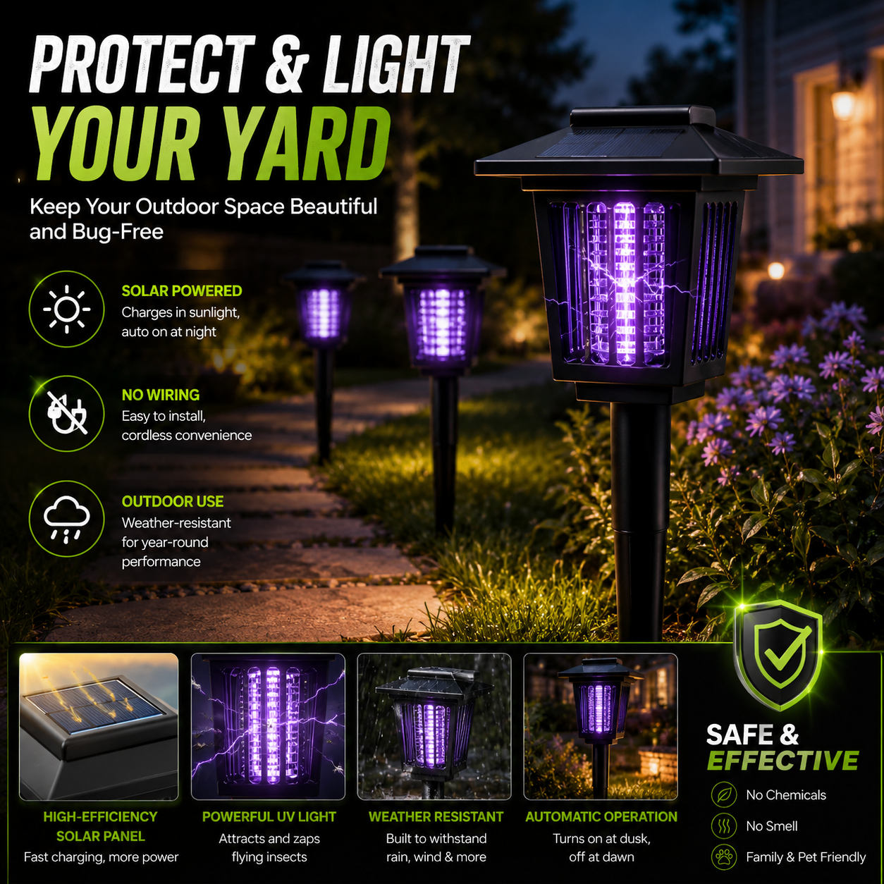 🔥LAST DAY 50% OFF ✨Solar Mosquito Zapper – Outdoor Bug Killer