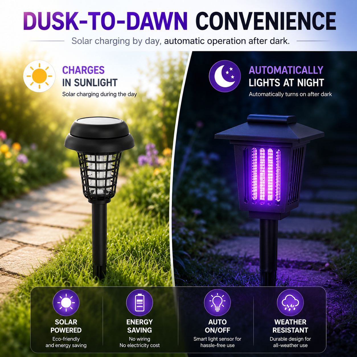 🔥LAST DAY 50% OFF ✨Solar Mosquito Zapper – Outdoor Bug Killer