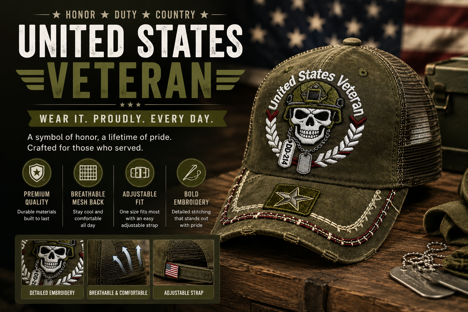 🧢Last Day 50% OFF🔥DD-214 United States Veteran Cap – Embroidered Edition
