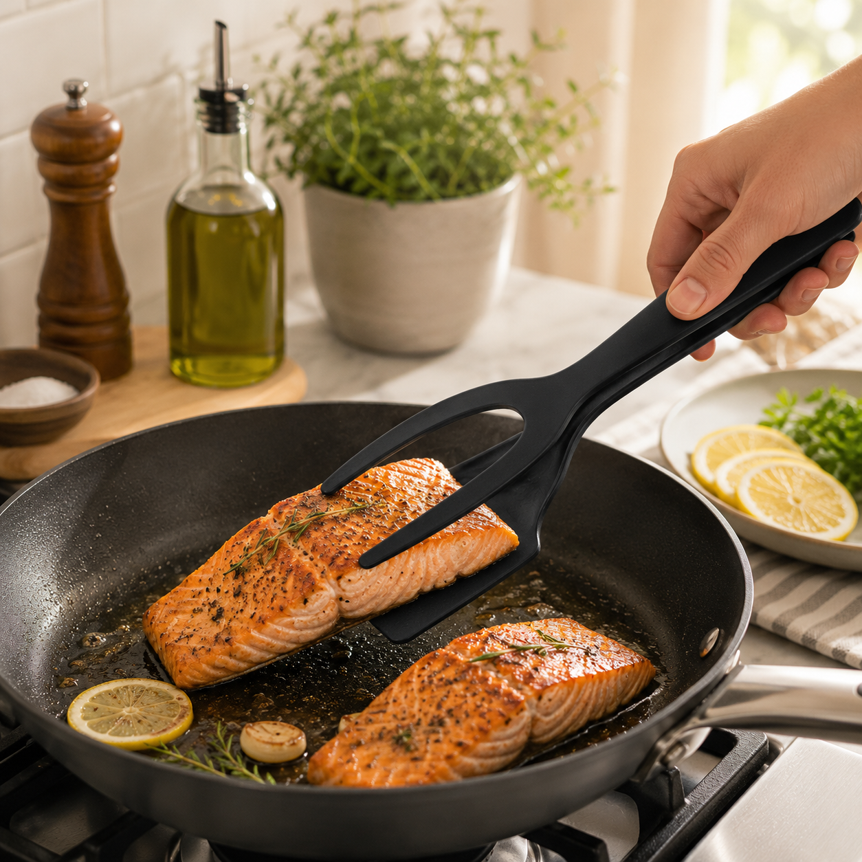 🔥🔥🔥50% OFF -Silicone 2-in-1 Grip and Flip Kitchen Tongs – Heat Resistant & Scratch Free