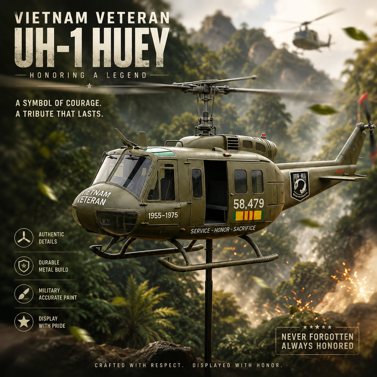 🏆Last Day Promo: 50% OFF🎖️Vietnam Veteran UH-1 Helicopter Wind Spinner✨