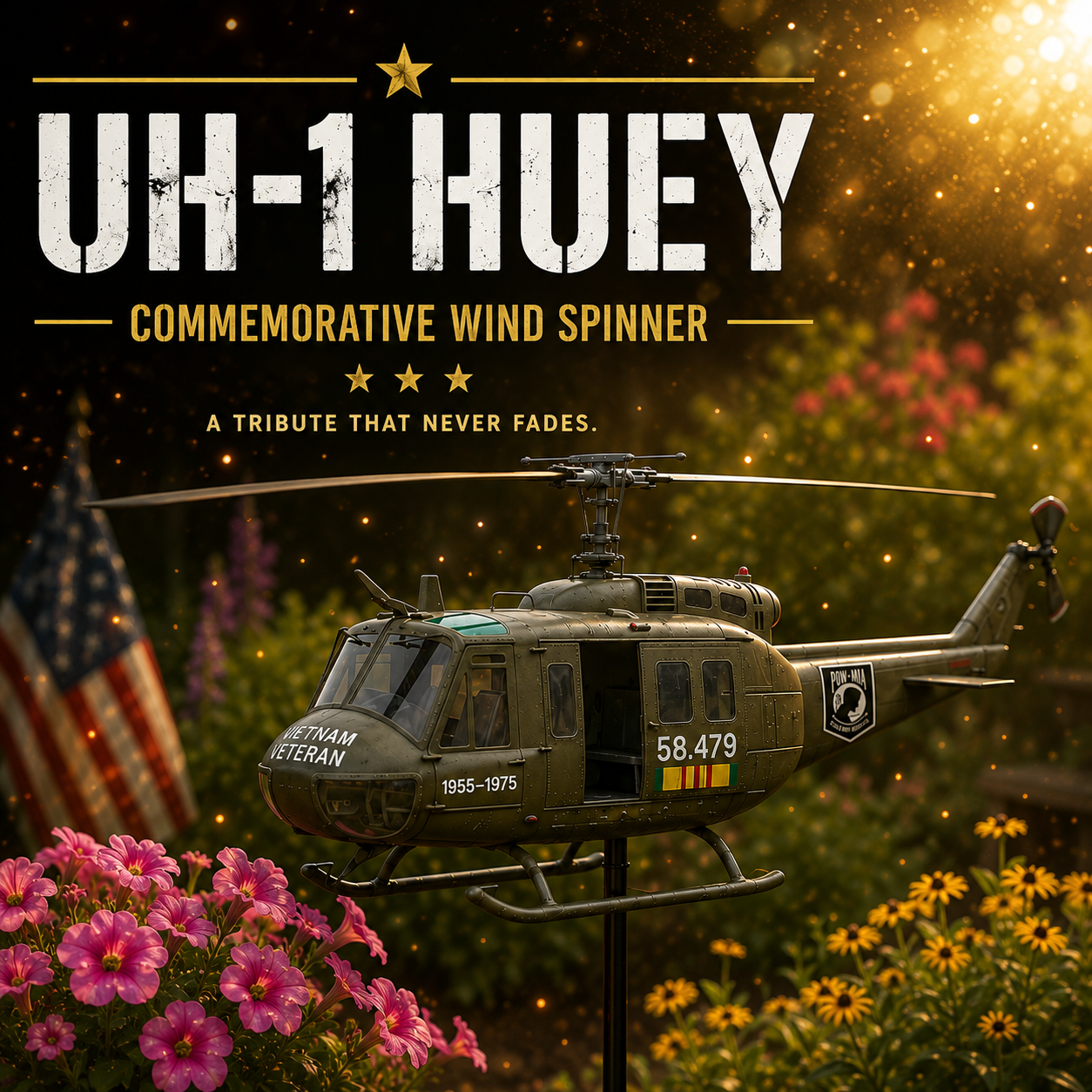 🏆Last Day Promo: 50% OFF🎖️Vietnam Veteran UH-1 Helicopter Wind Spinner✨