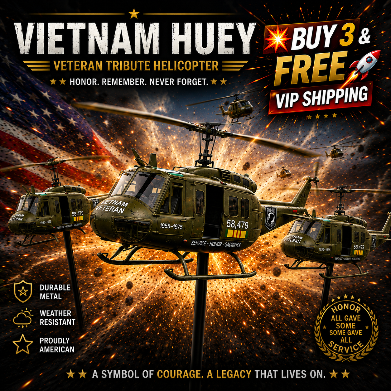 🏆Last Day Promo: 50% OFF🎖️Vietnam Veteran UH-1 Helicopter Wind Spinner✨