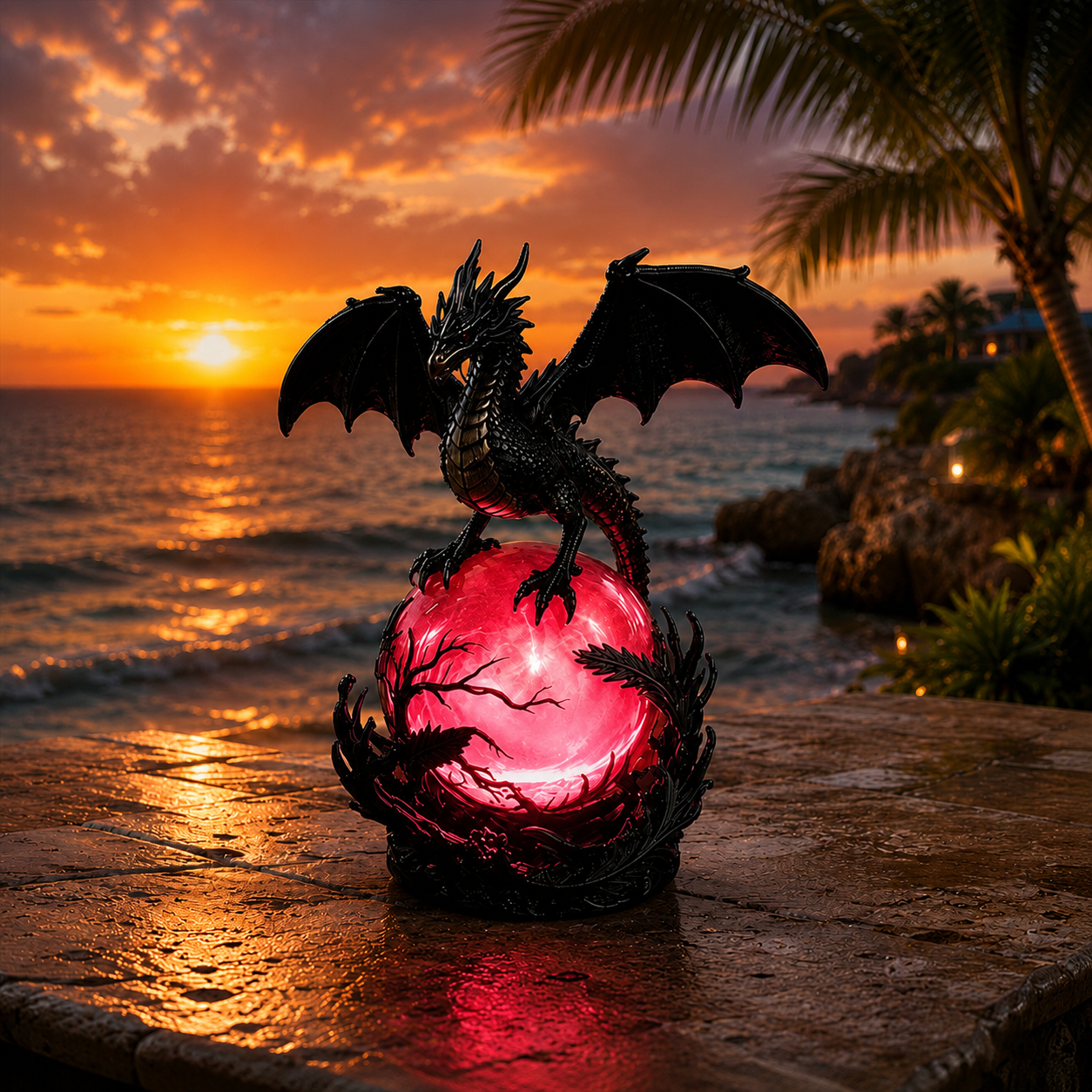 🔮🐉Gothic Dragon LED Crystal Ball Lamp for Dark Aesthetic Decor✨