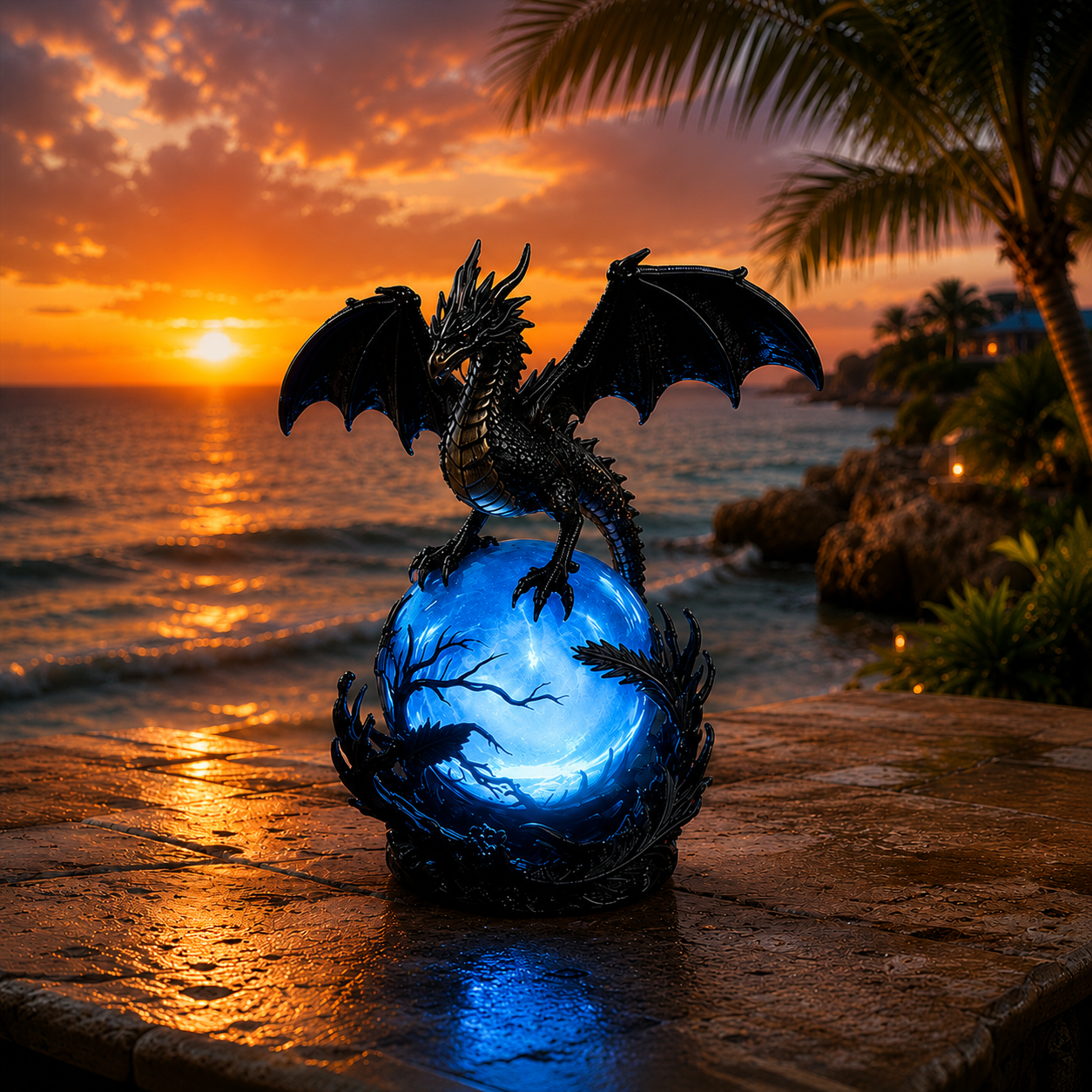 🔮🐉Gothic Dragon LED Crystal Ball Lamp for Dark Aesthetic Decor✨