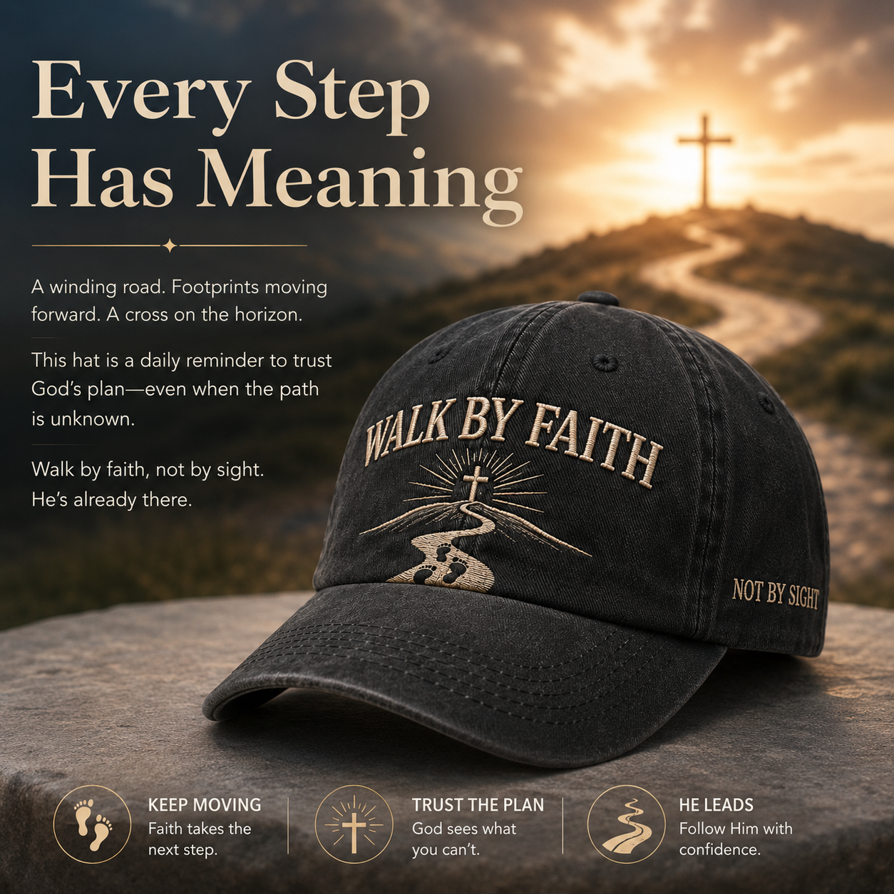 🔥Last 37pcs🎉-WALK BY FAITH Vintage Christian Embroidered Cap