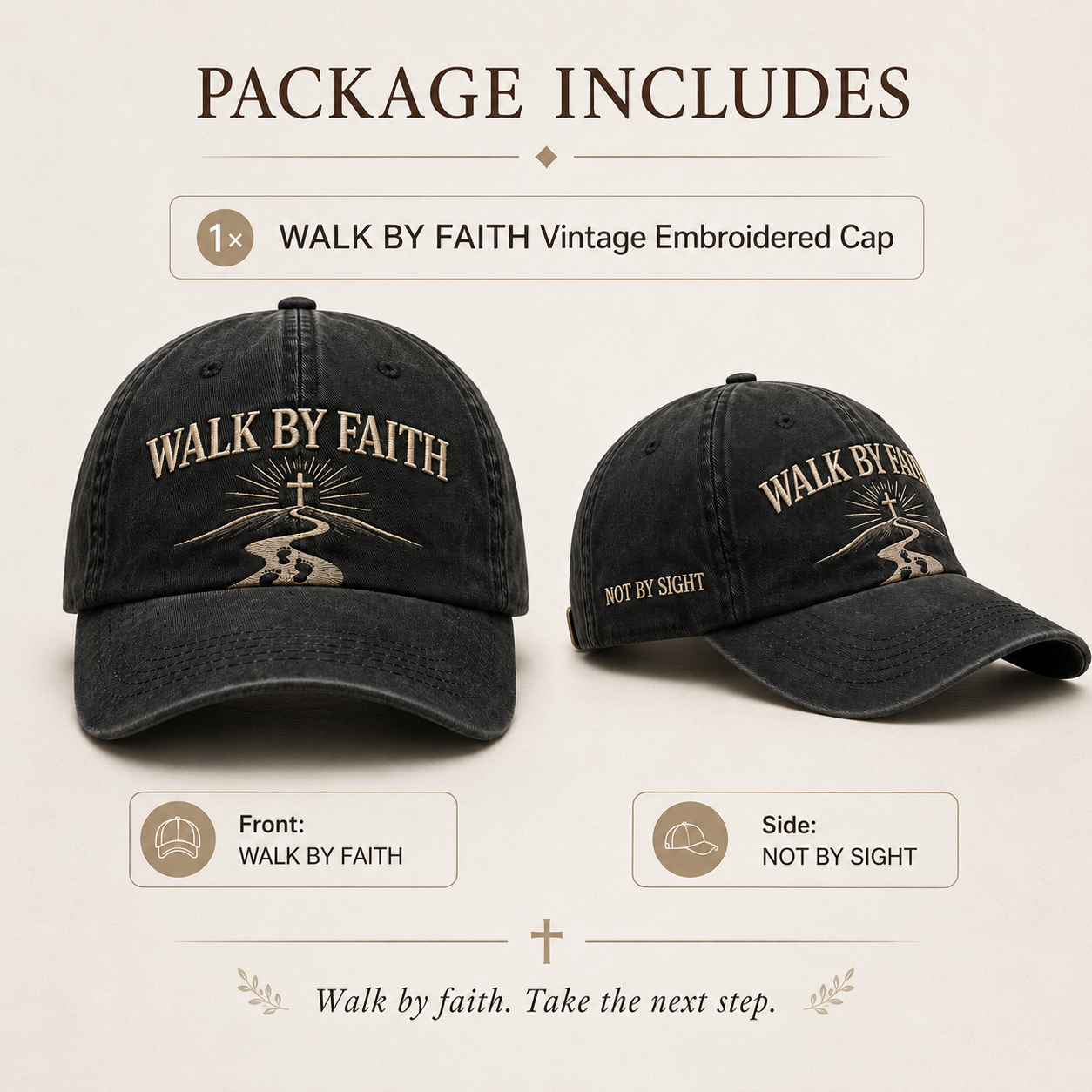 🔥Last 37pcs🎉-WALK BY FAITH Vintage Christian Embroidered Cap