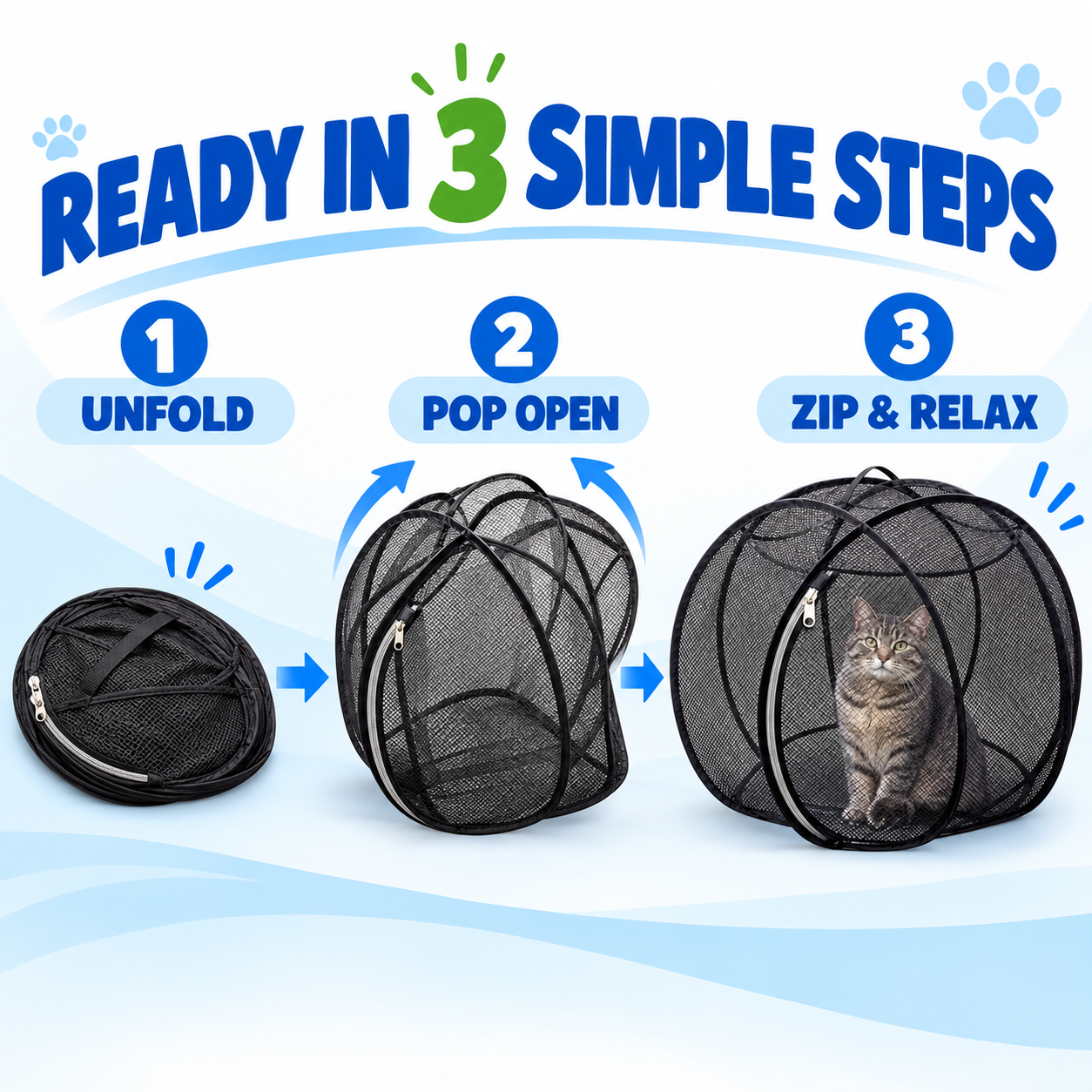 🔥Last 40pcs🎉-🐱🌿 FreshAir Cat Haven – Pop-Up Mesh Playpen