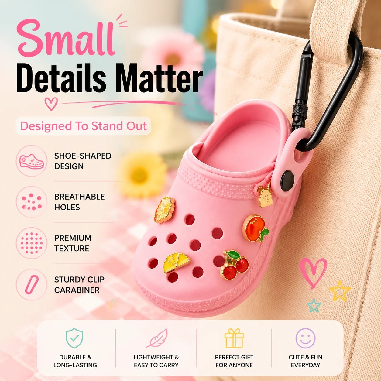 🔥LAST DAY 70% OFF - ✨ Mini Clog Charm Pouch – Cute Bag Pendant with Carabiner Clip & Coin Holder
