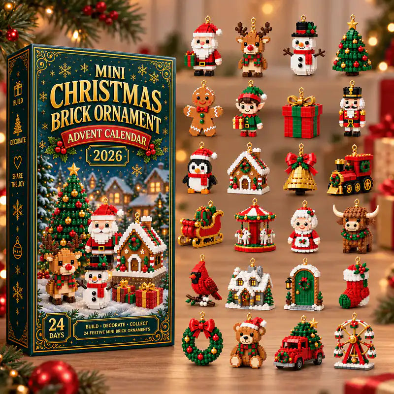 Mini Christmas brick ornament advent calendar animated product overview