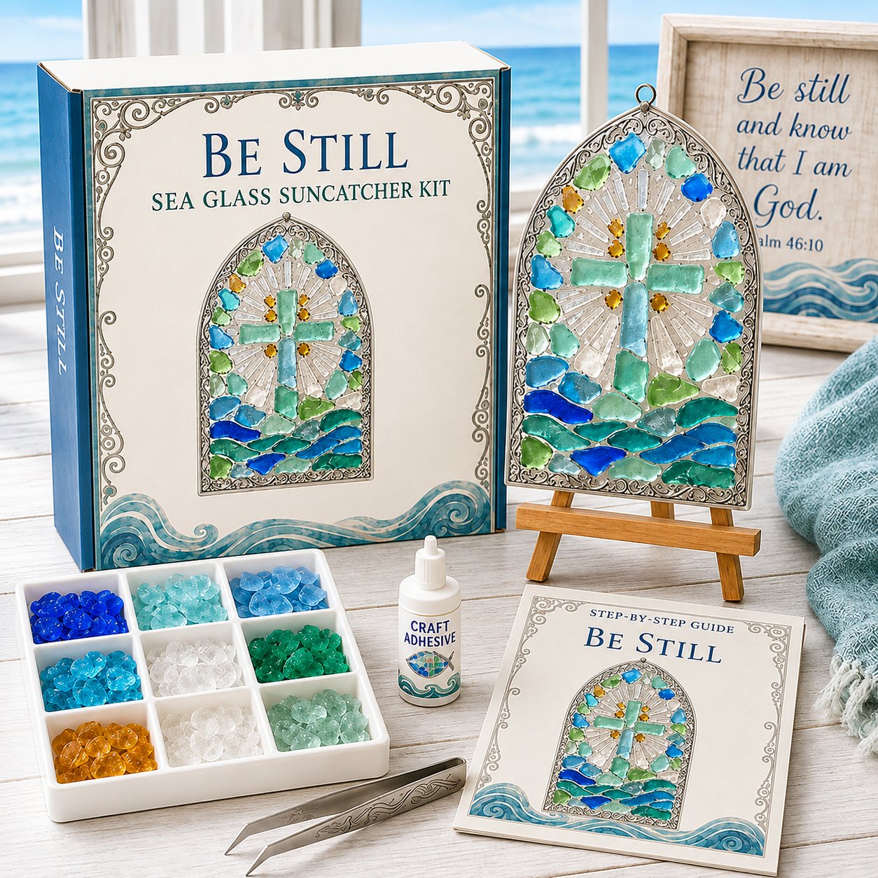 🎅 2026 Christmas Gift 70% Off--“Be Still” Christian Sea Glass Suncatcher DIY Kit
