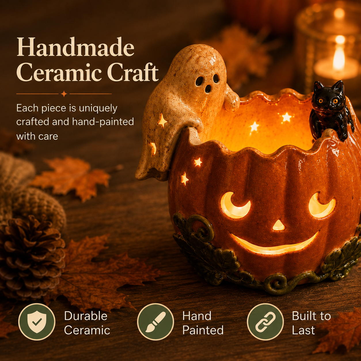 🔥Last 22 pcs🎉-✨Whimsical Ceramic Pumpkin Holder🎃