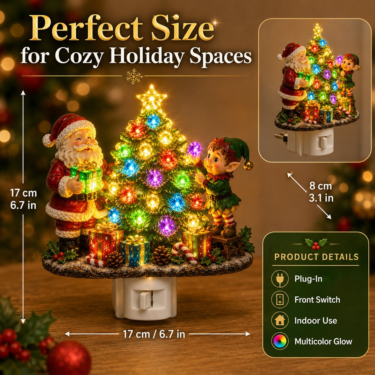🔥 LAST DAY 70% OFF 🎄 Jeweled Christmas Tree Plug-In Night Light