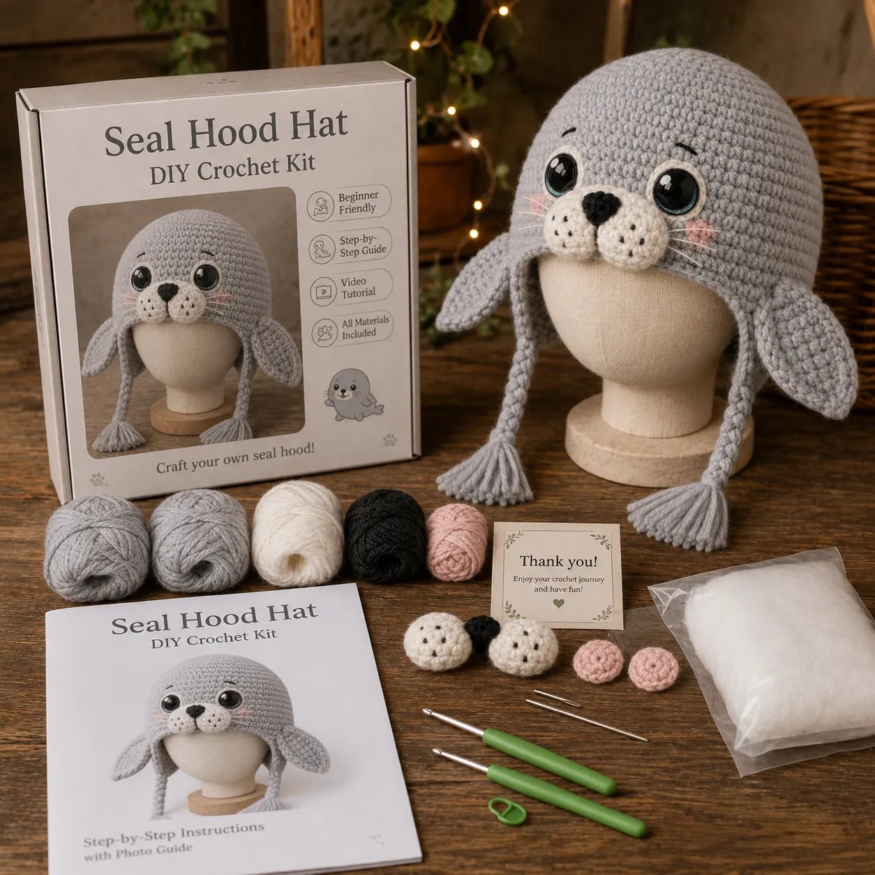 🔥 LAST DAY 70% OFF – 🌊✨ Ocean Series Hood Hat DIY Crochet Kit | Premium Soft Yarn Materials with Step-by-Step Guide DIY Handmade Wearable Ocean Character Hood 🧶🎭✨
