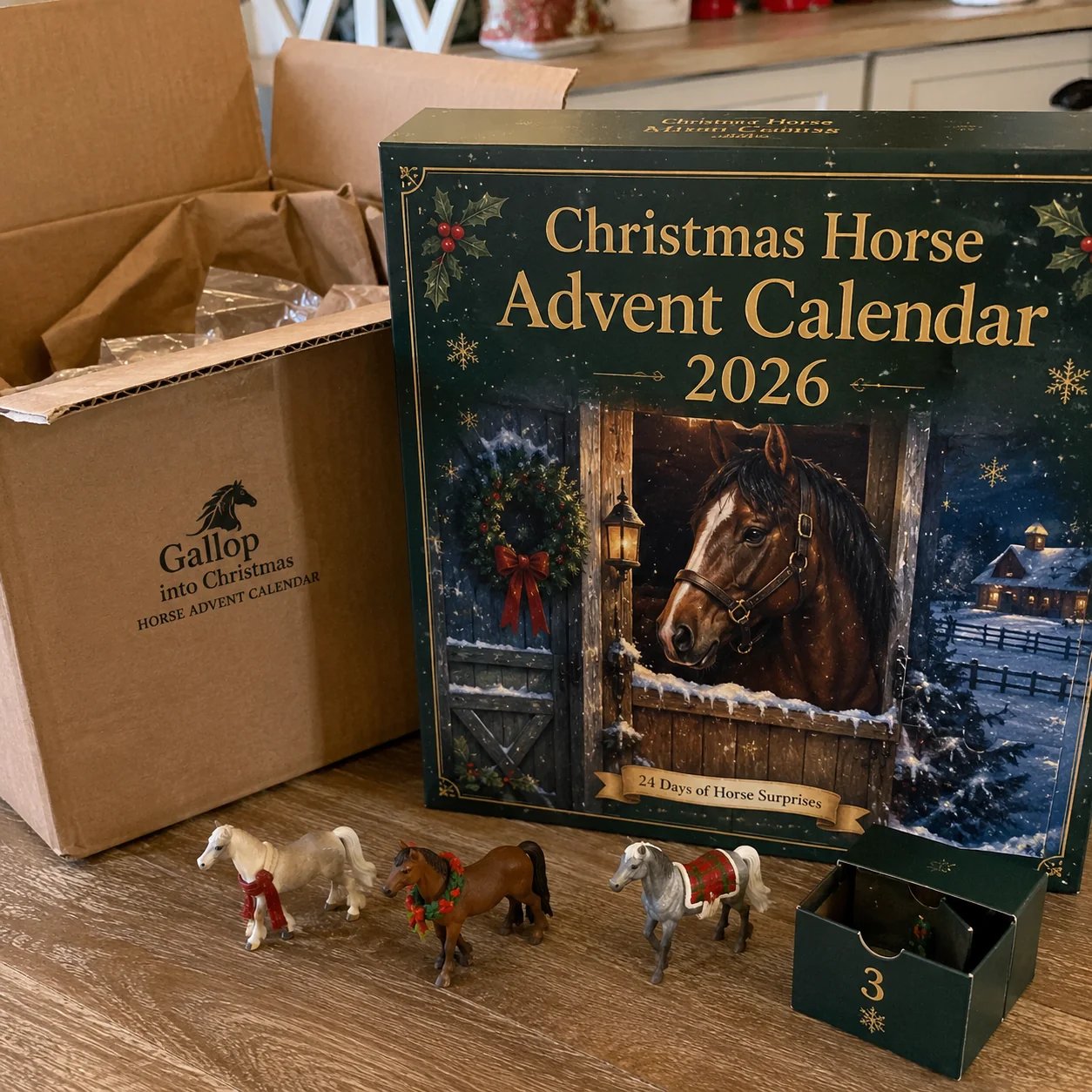 🔥Last 22 pcs🎉-🐴 Christmas Horse Advent Calendar--24 Days of Horse Friends & Holiday Memories 🎄