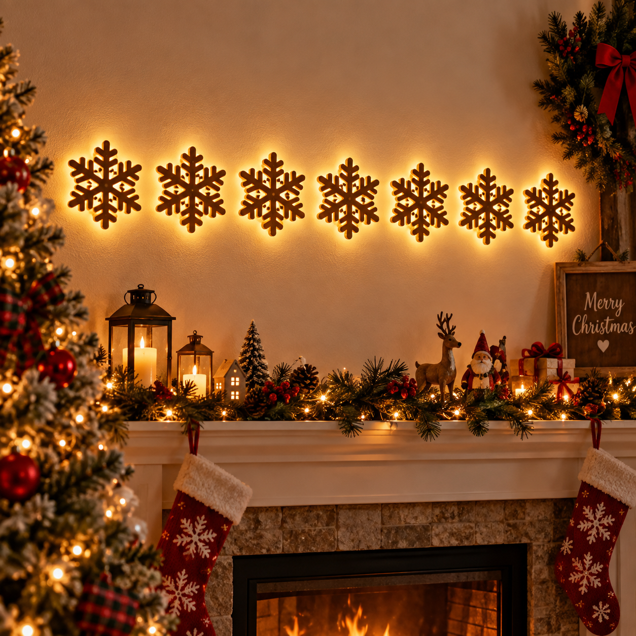 🔥Last 45pcs🎉-LED Reindeer Wall Decorations - Festive Christmas Lighting