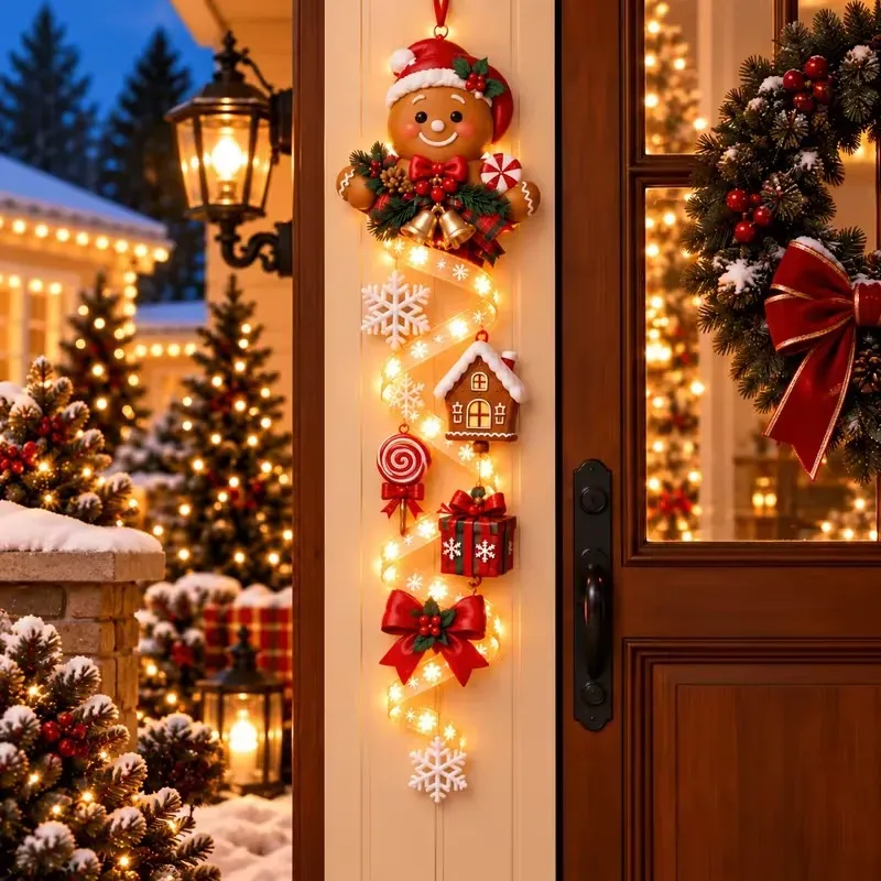 🔥Last 40pcs🎉-🎄Lighted Christmas Ribbon Hanging Door Decor