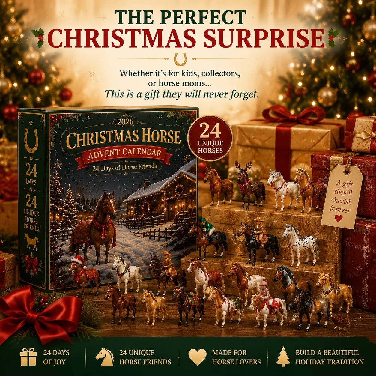 🔥Last 22 pcs🎉-🐴 Christmas Horse Advent Calendar--24 Days of Horse Friends & Holiday Memories 🎄