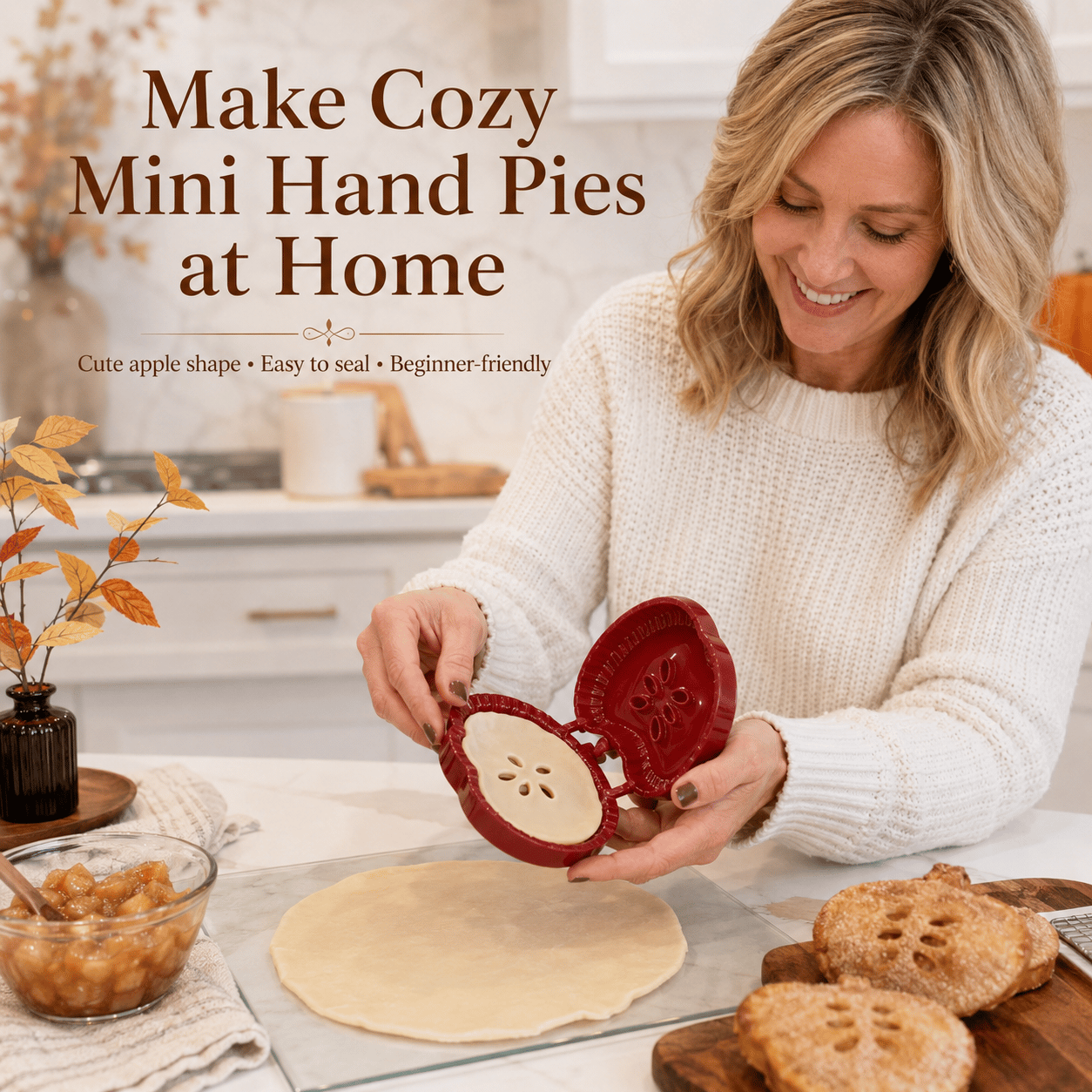 🔥 Last 40pcs 🎉🥧 Beginner-Friendly Mini Hand Pie Press Mold – 6 Fun Shapes for Easy Homemade Pastries 🍎