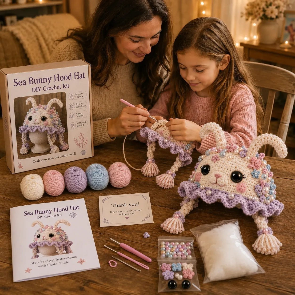 🔥 LAST DAY 70% OFF – 🌊✨ Ocean Series Hood Hat DIY Crochet Kit | Premium Soft Yarn Materials with Step-by-Step Guide DIY Handmade Wearable Ocean Character Hood 🧶🎭✨