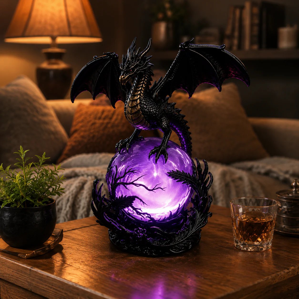 🔮🐉Gothic Dragon LED Crystal Ball Lamp for Dark Aesthetic Decor✨