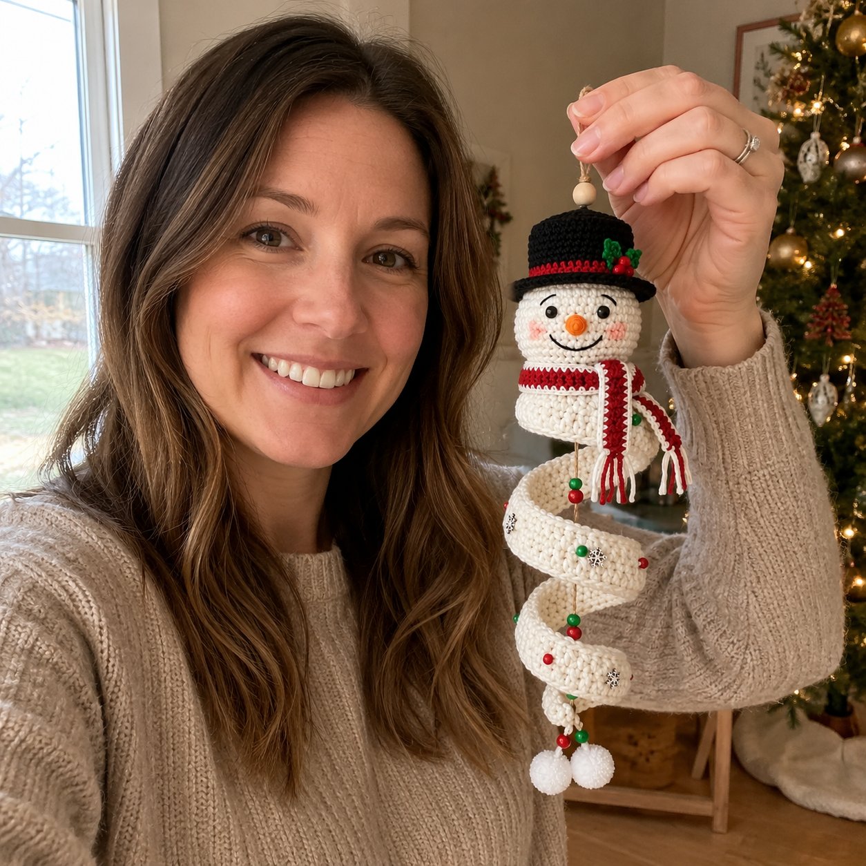 🔥 LAST DAY 70% OFF -☃️ Crochet Snowman Spiral Ornament DIY Kit | Complete Beginner-Friendly Set with Soft Yarn, Crochet Hook, Festive Beads, Snowflakes & Step-by-Step Guide 🧶🎄✨