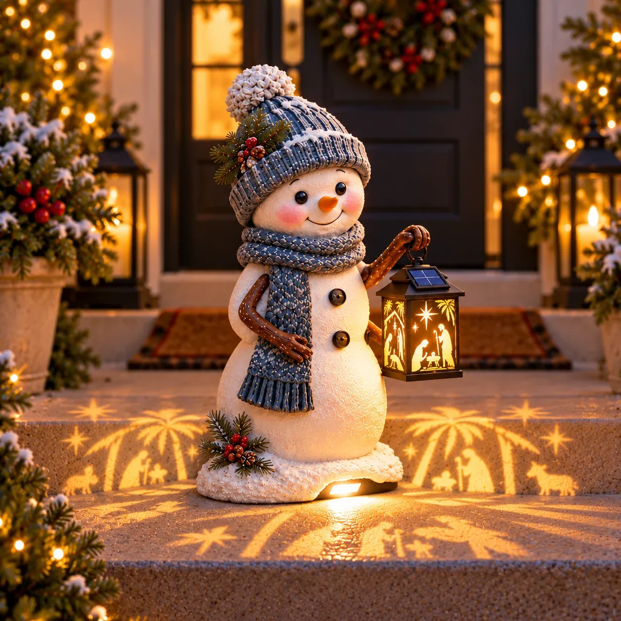 🔥Last 40pcs🎉-⛄️🎄Solar Christmas Step Light with Holy Family Projection🌙