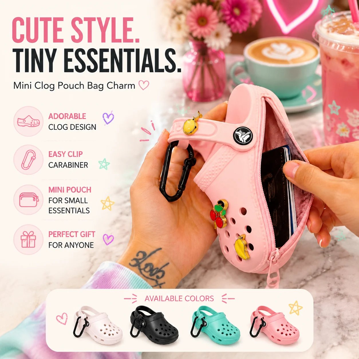 🔥LAST DAY 70% OFF - ✨ Mini Clog Charm Pouch – Cute Bag Pendant with Carabiner Clip & Coin Holder