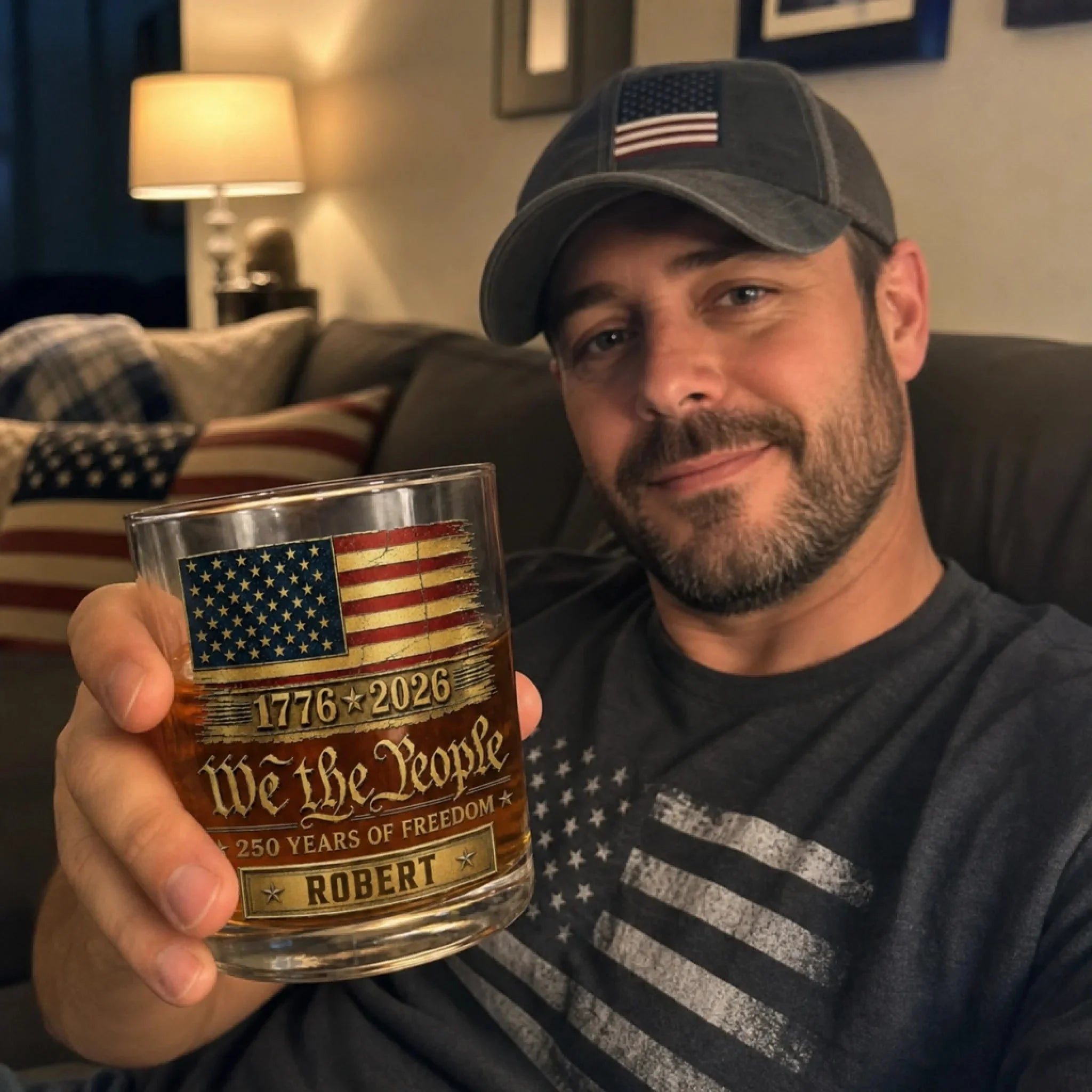 ⚡Hot Sales 50% OFF🔥America 250th Anniversary - Personalized Custom Patriotic Whiskey Glass