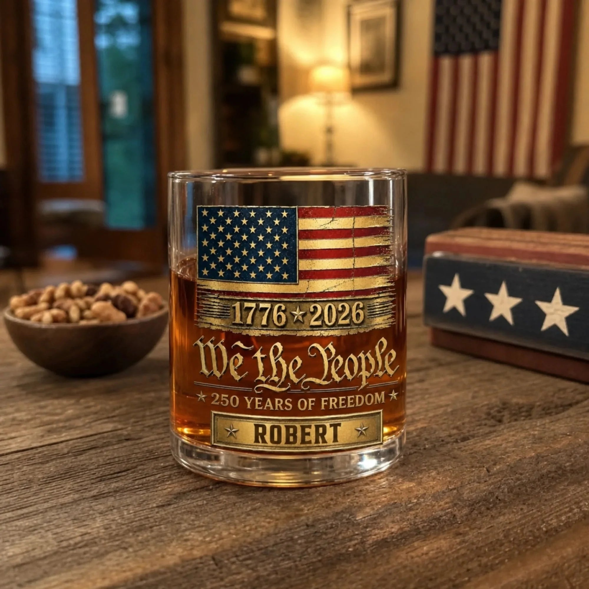 ⚡Hot Sales 50% OFF🔥America 250th Anniversary - Personalized Custom Patriotic Whiskey Glass